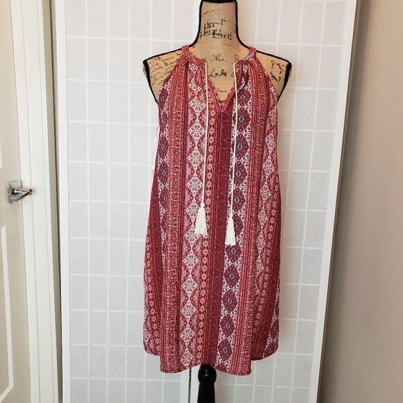 NWOT Hippie Rose Sleeveless Front Tassel Tie Halter Dress Size Medium - Picture 1 of 7